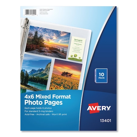 Avery Dennison Page for Photo Album, 4X6, PK10 13401